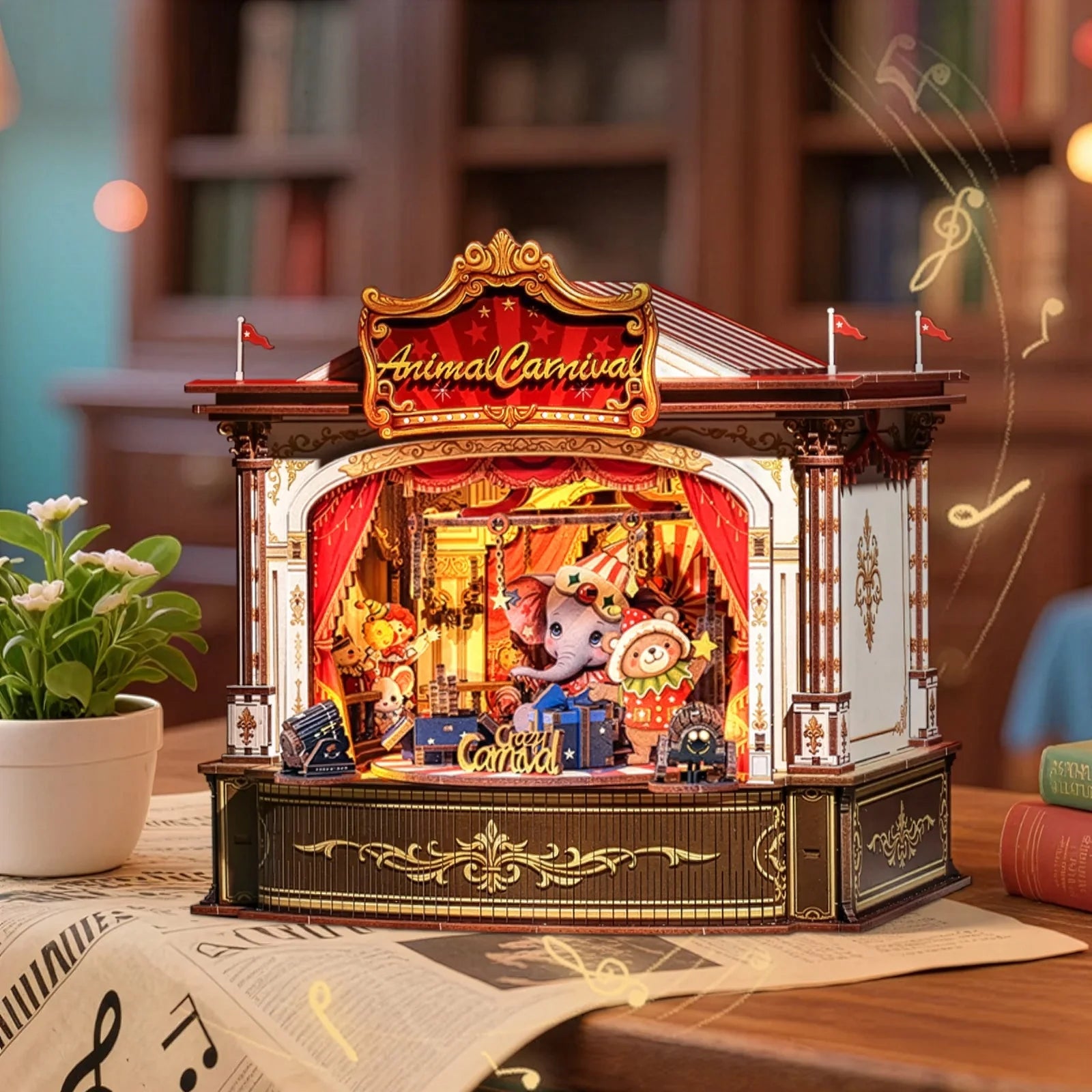 Musical Animal Circus Miniature House DIY