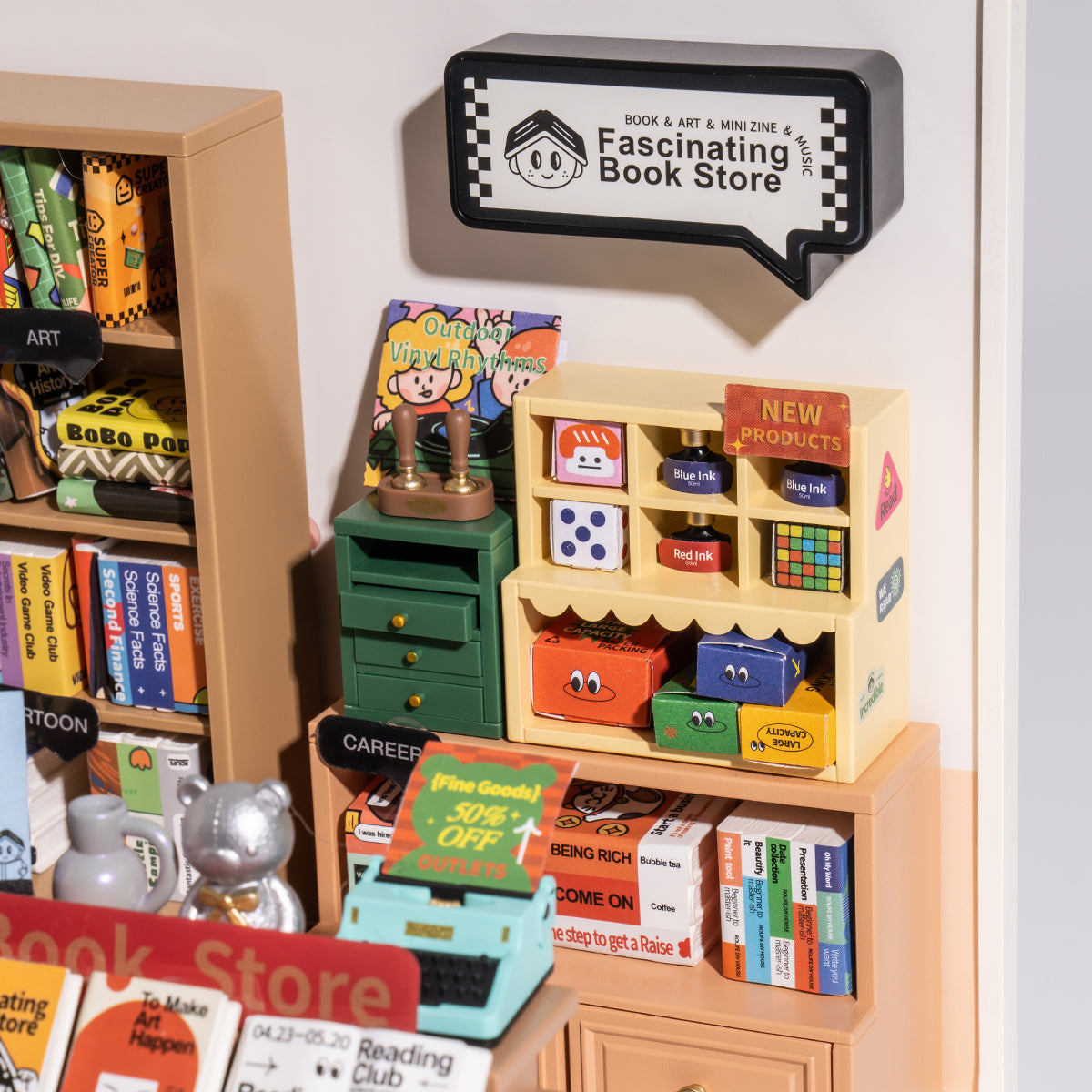 Modern Bookstore Miniature DIY