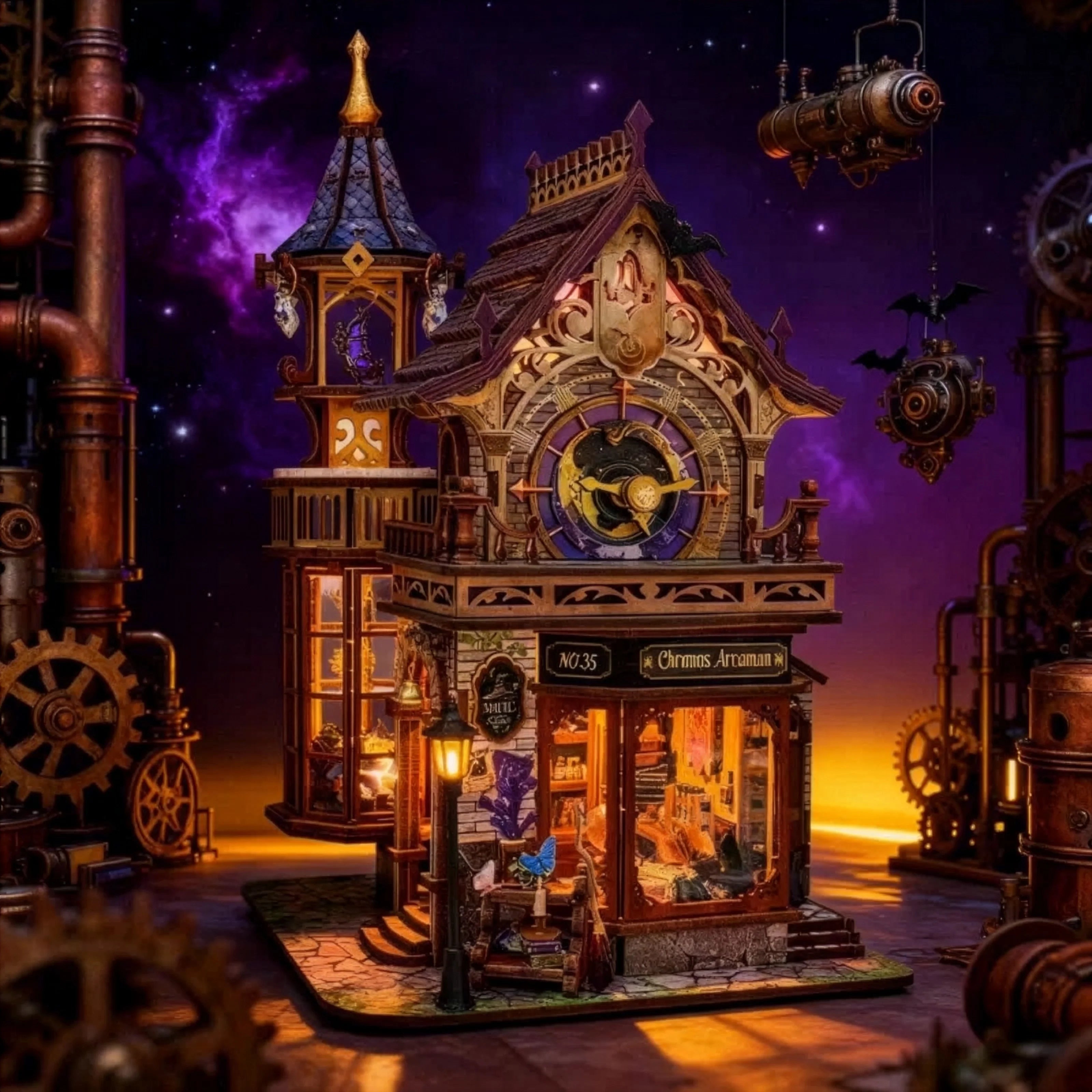 Magical Clock Tower Miniature House DIY